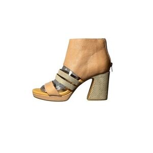 NWOT Kork-Ease Womens K68517 Tan Leather Block Heel Platform Sandals Size 7M